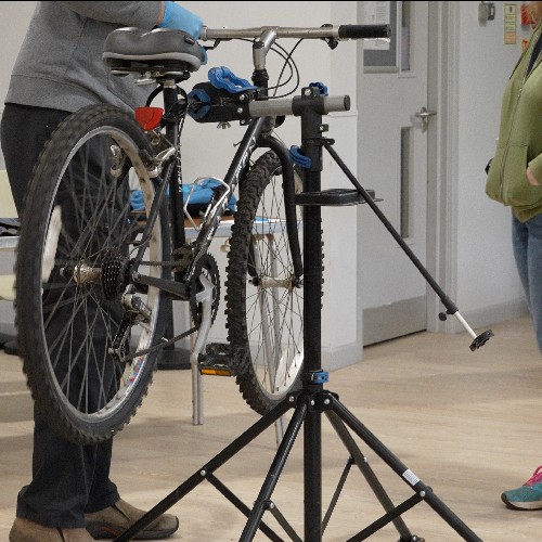 Bicycle being fixed