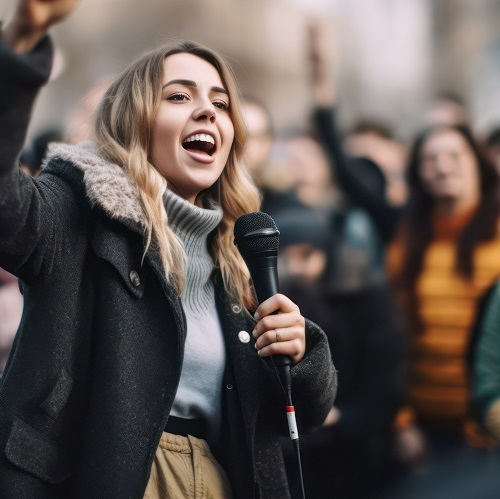 Woman activist at a demonstration