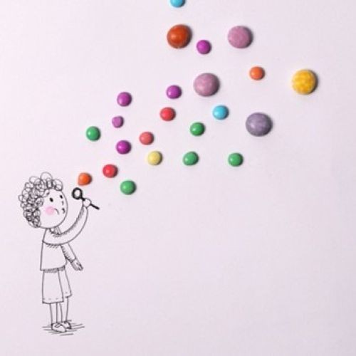 Boy blowing bubbles