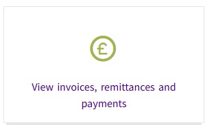The 'View invoices, remittances and payments' tile in the Supplier Self-Service system