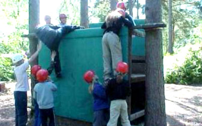 Children climbing wall