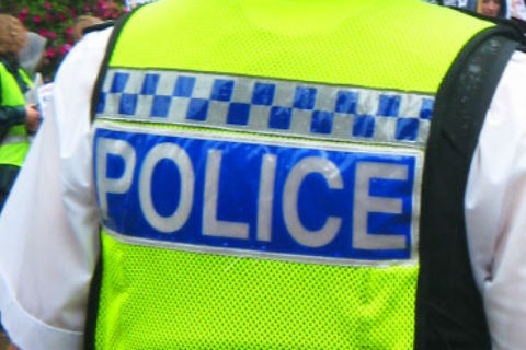 Back of a police uniform vest