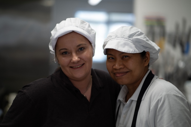 two catering assistants