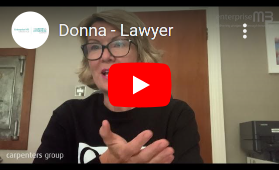 Image of a video thumbnail, linking to a YouTube video of Donna – Legal - Lawyer