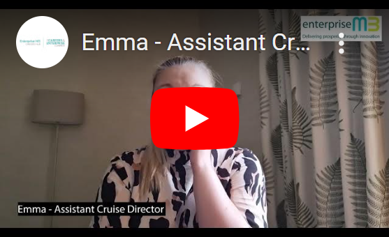 Image of a video thumbnail, linking to a YouTube video of Emma - Retail - Assistant Cruise Director