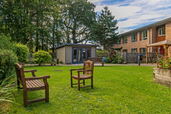 Care home garden seating area