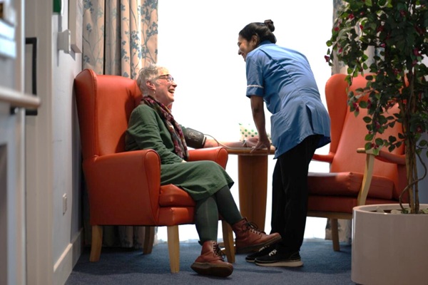 care home - taking blood pressure