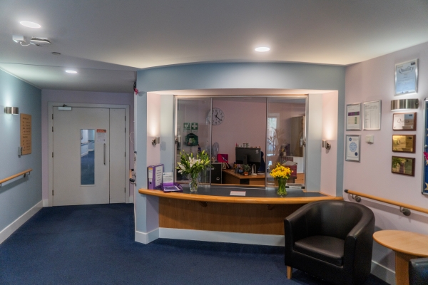 A care home reception area