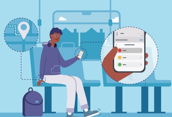 cartoon of person using a phone app