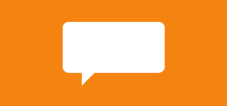 white speech bubble on orange background