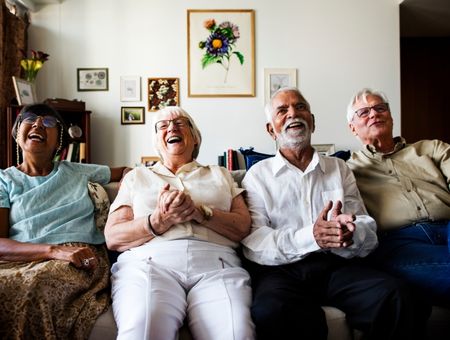 A group of people laughing together