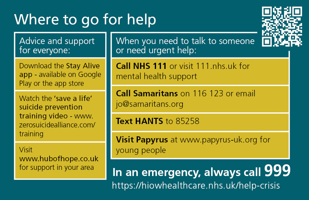 Where to go for help card