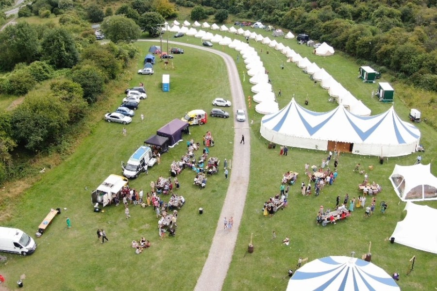Aerial view of the field used for an event