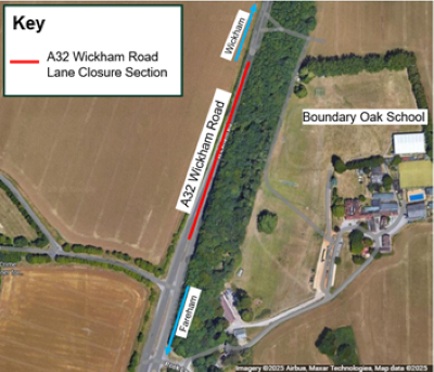 A32 Wickham Road Lane Closures 200m section