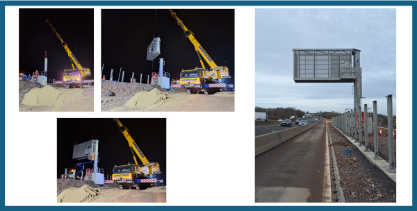 Installation of new gantry on the motorway