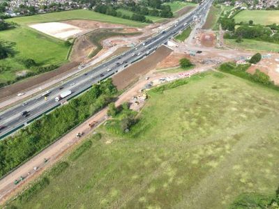 M27 Junction 10 motorway aerial view 