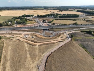 Aerial View of M27 Junction 10 and slip roads
