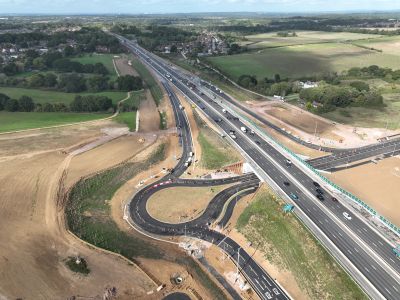 M27 Junction 10 - aerial view of the roundabout and slip roads