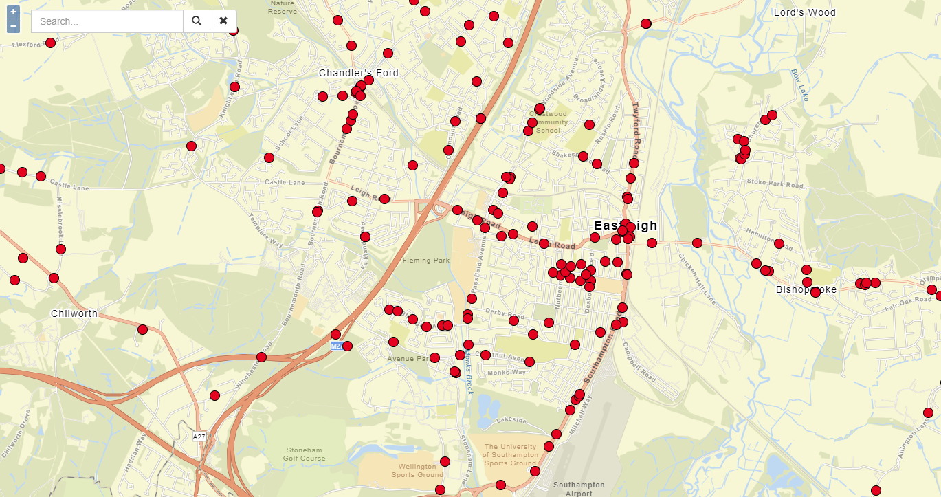 Sample image of the interactive map