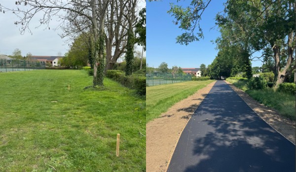 Photo on left shows recreation ground prior to works, photo on right shows shared use
footpath installed