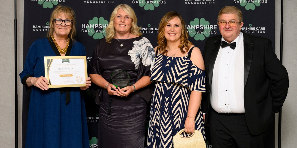 Hampshire County Council staff pose with award 