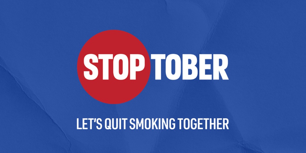 Stoptober logo on blue background