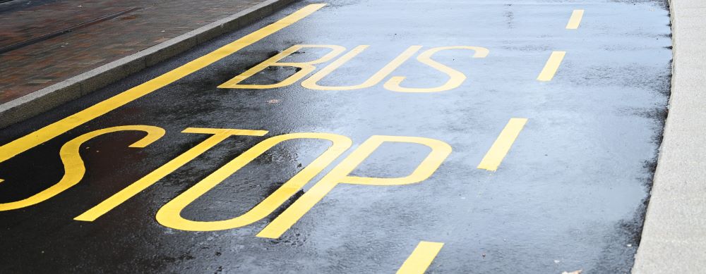 road markings of an urban bus stop