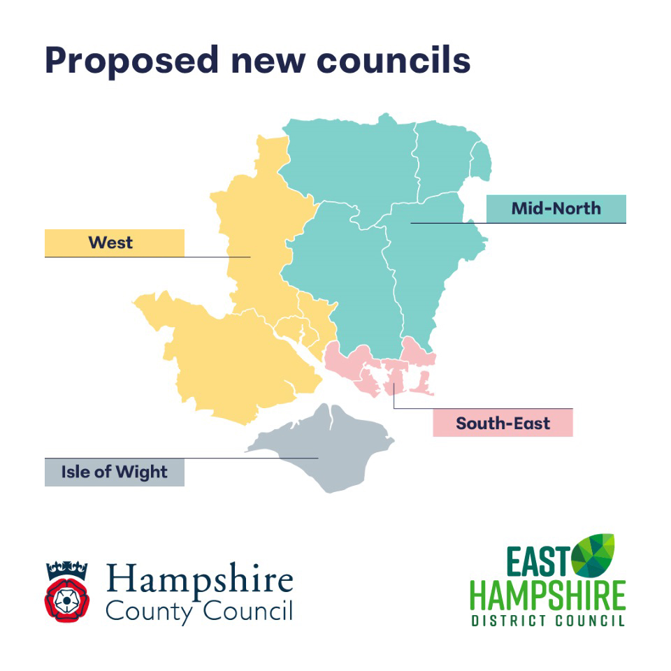 LGR proposed map showing four new unitary councils