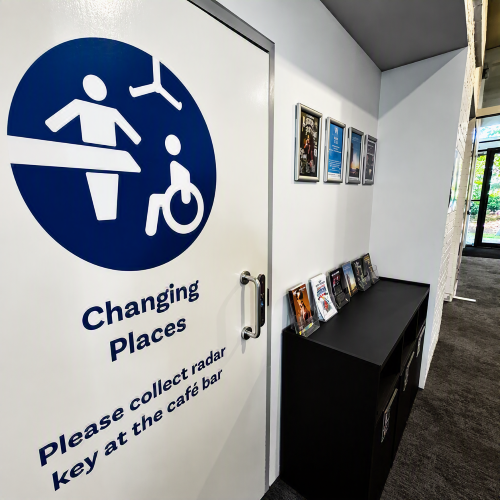 Image shows entrance to Changing Places toilet at Winchester Arc