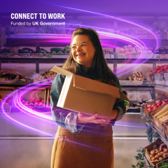 young woman at work Connect To Work logo