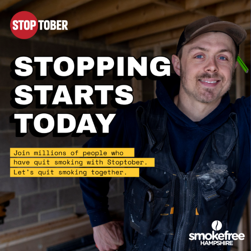 Picture of a male next to the words stopping starts today
