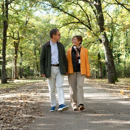 Man and woman on a woodland walk