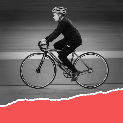 Person on track cycle