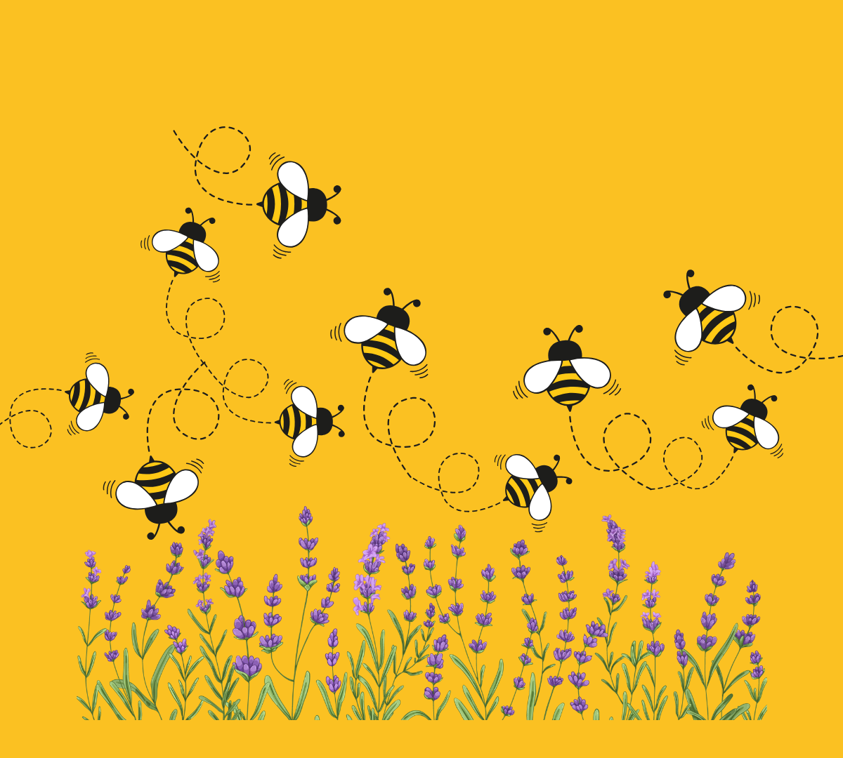 Bees on yellow background