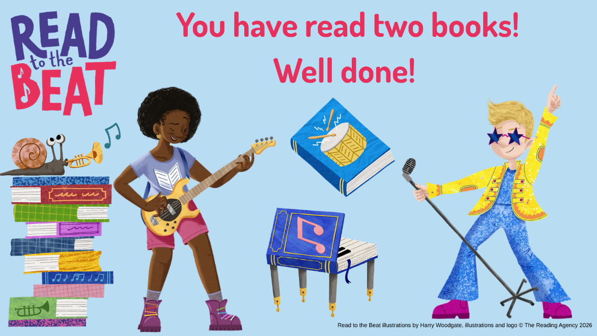 Read to the beat. You have read two books! Well done!