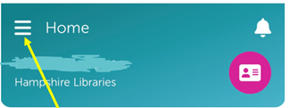 Arrow pointing to the app menu