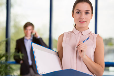 Lady with folder