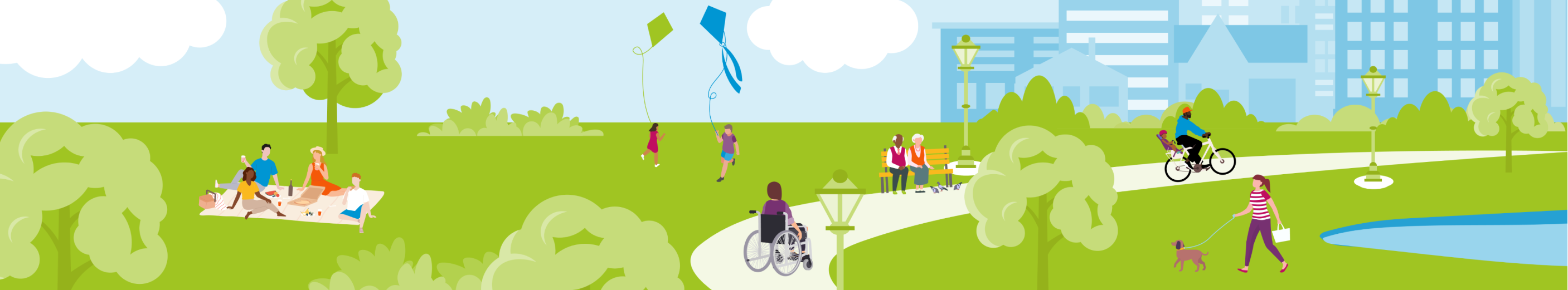 Illustration of people enjoying Hampshire