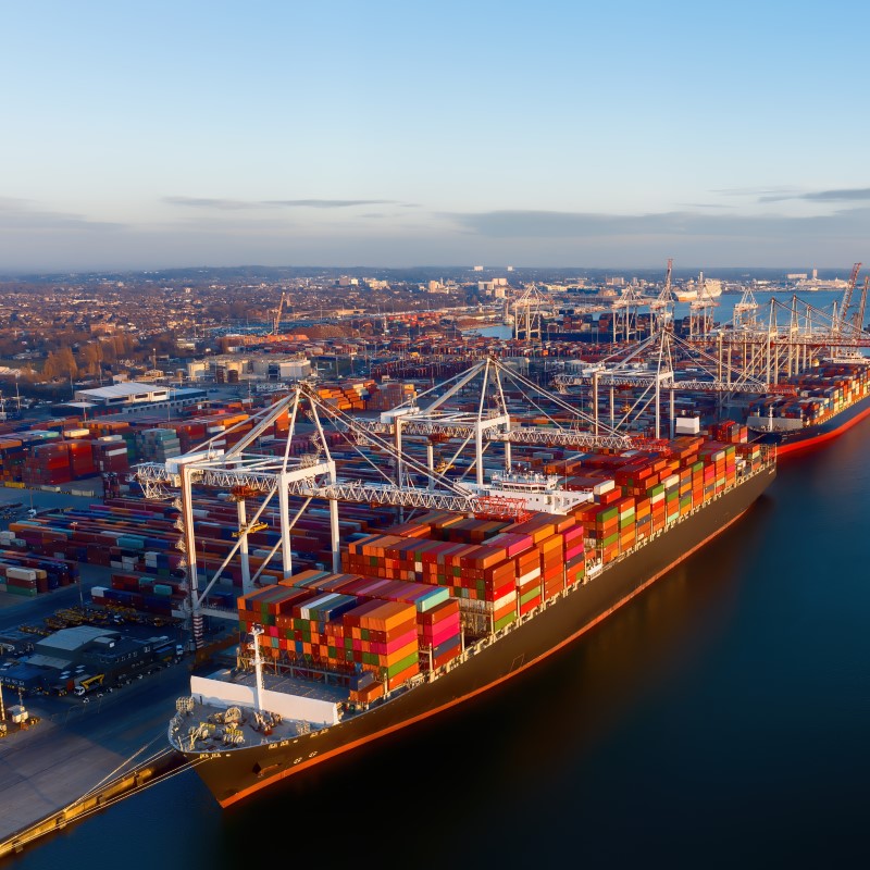 Aerial view of Southampton docks