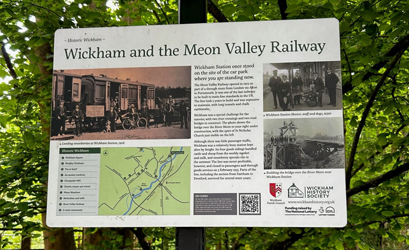 Wickham and the Meon Valley Railway information board
