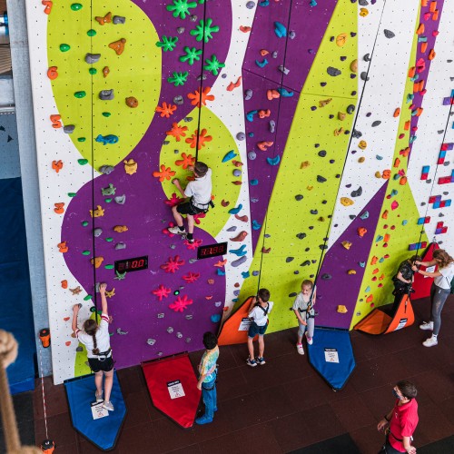 Children on the climbing wall