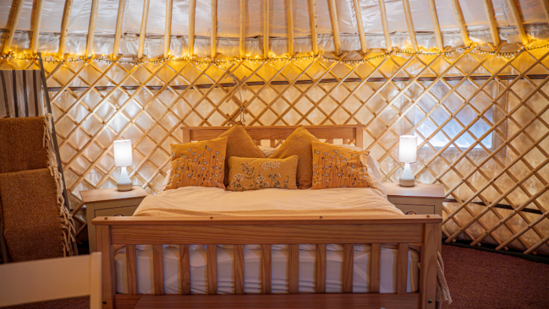 The bed in the yurt