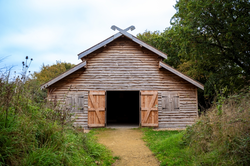 Wooden barn with level path and access into the building