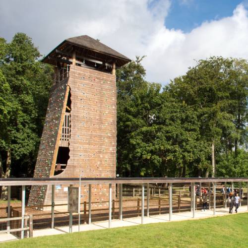 an outdoor climbing wall