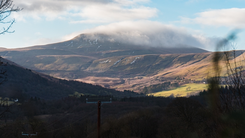 View of hills around Argoed Llwyd