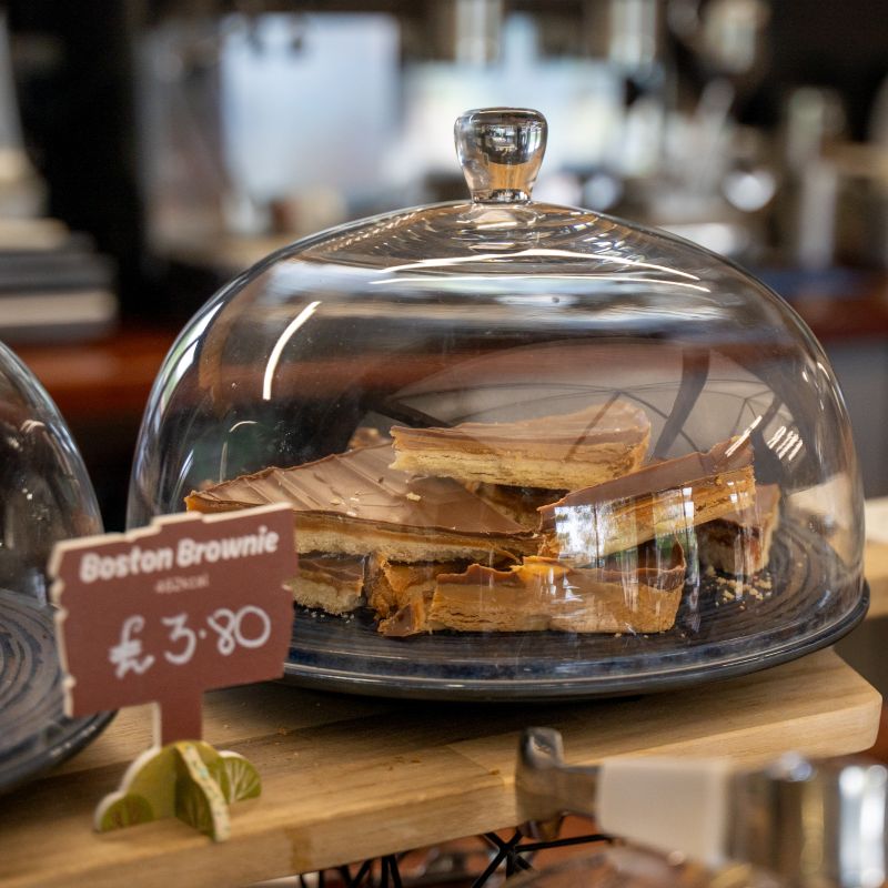 Freshly made brownies for sale in the Manor Farm cafe