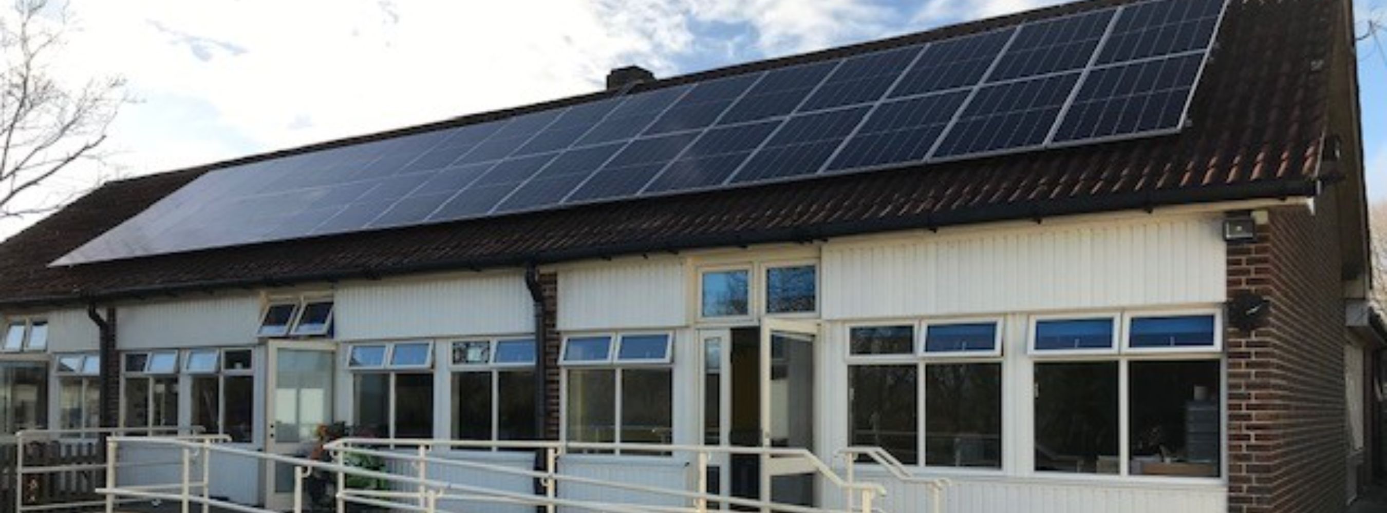 Solar panels on the roof of Langrish Primary School