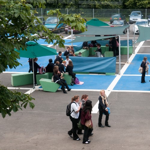 A social event in an exterior setting