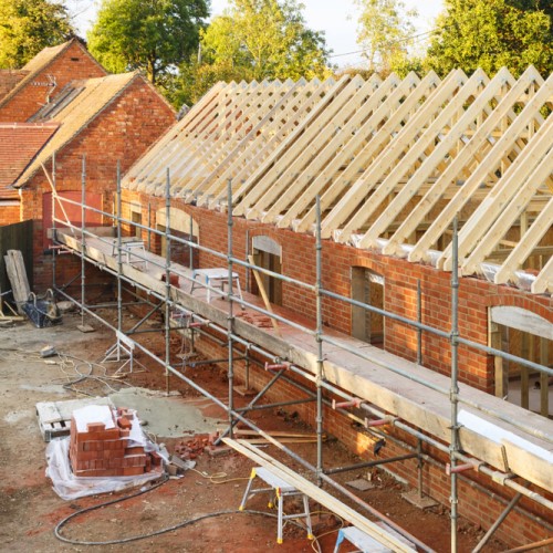  A housing construction in progress