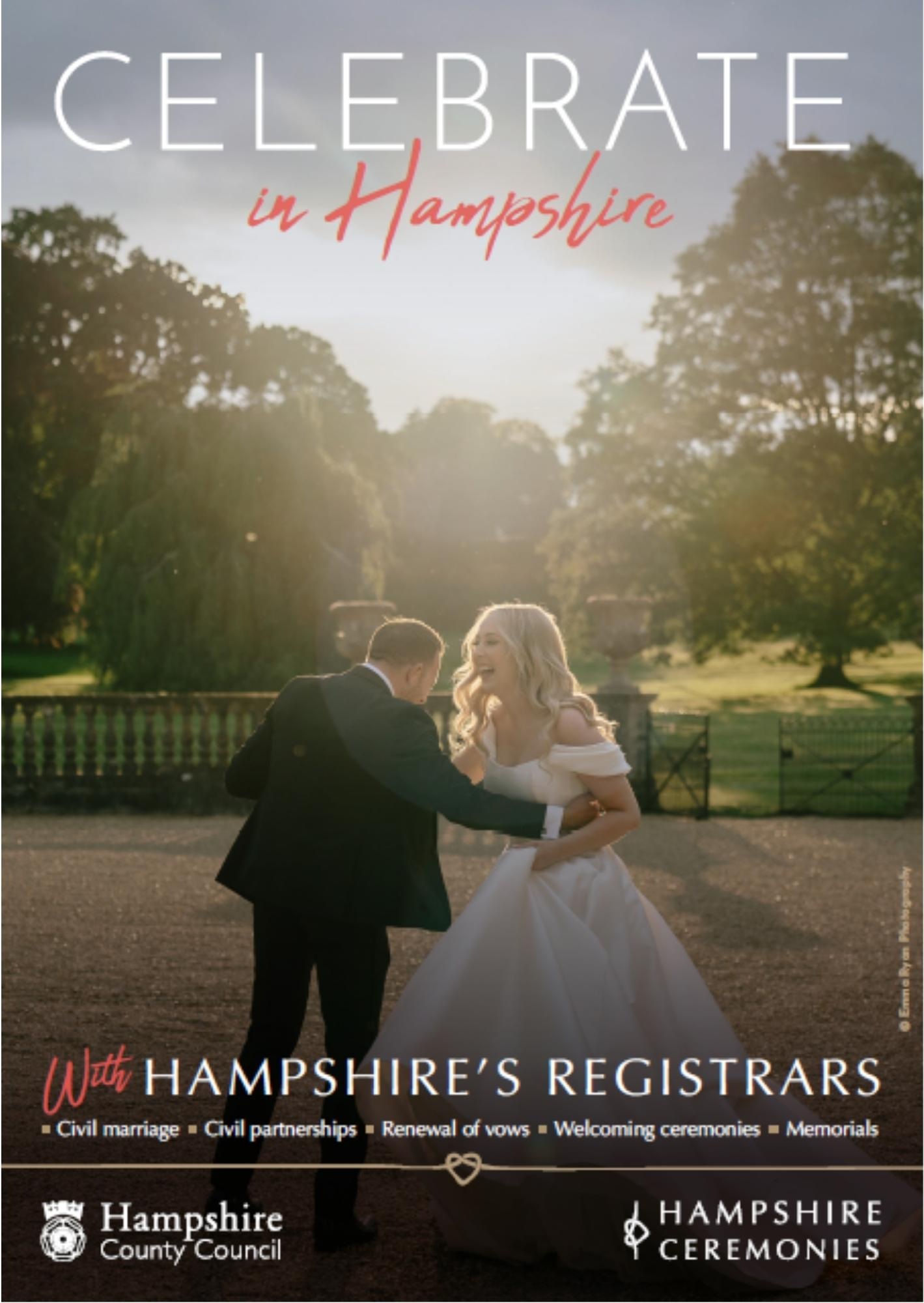front cover the wedding brochure showing a newlywed bride and groom